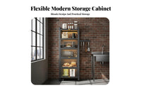 Floor Standing Microwave Stand Large Capacity Multi-Layer Kitchen Cabinet Steel Frame Kitchen Storage Cabinet for Null
