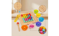 Child-Led-Style Bead Matching Board with Chopsticks Educational Wooden Sorting Board with Tweezers Fine Motor Bead Matching Game Tabletop for Preschoolers, Toddlers, Classroom, Homeschool, Playroom