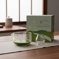 5 Pieces Glass Matcha Bowl and Whisk Set Gift Ready Japanese Matcha Tea Set