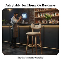 Padded Bar Stool with Backrest Built-in Footrest for Kitchen Island, Cafe