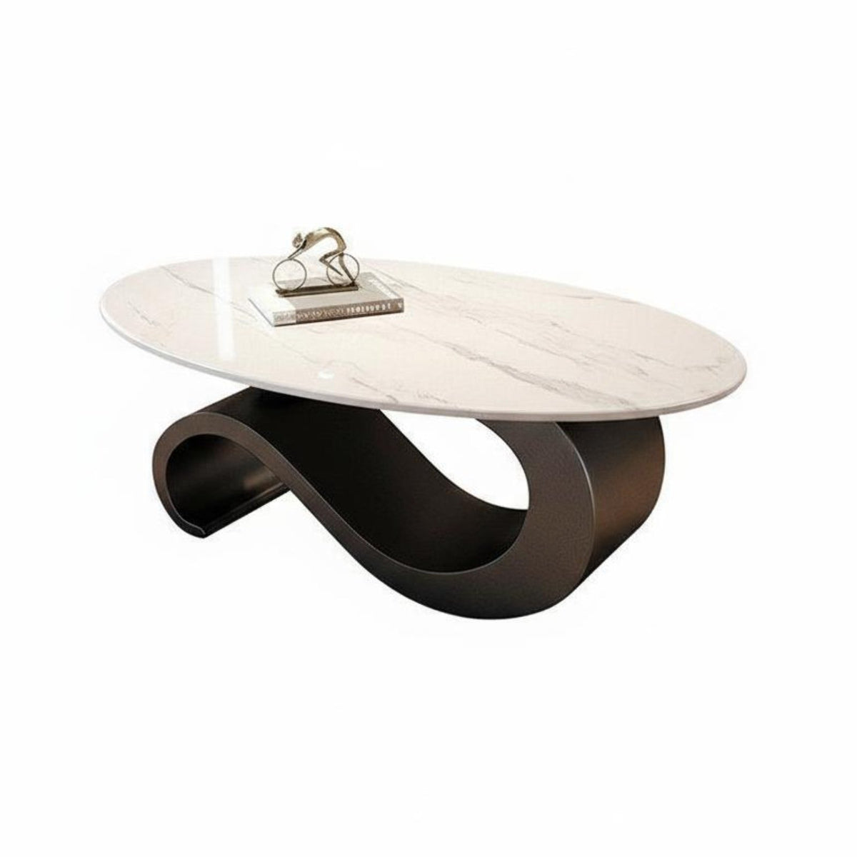 2 Pieces Coffee and End Table Group Minimalist Design Sculptural Table Set Creamy Design Scuff Resistant for Living Room, Study