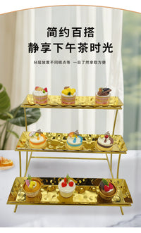 工厂直销不锈钢锤印三层展示架自助餐锤点水果架宴会下午茶点心架
