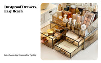 Tiered cosmetic Case with Drawers Clear View Design Multi-Tier Makeup Trolley
