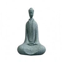 Buddha Figurine Green Sandstone Home Decor Piece Zen-Style