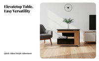 Rotate Elevating-Top Table Adjustable Height Living Room Furniture Movable with Wheels Easy Mobility