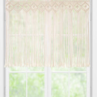 Macrame Tapestry with Wooden Rod Fringe Wall Tapestry Warm for Bedroom