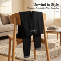 Gym Leggings for Women with Ribbed Texture and Embroidered Detail, High Waist for Autumn Winter Loungewear, Full Length