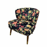 Floral Print Armchair Vintage Design Upholstered High-Sided Armchair Armchair Designer Inspired High Support Support for Adults