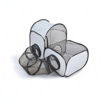 Ventilated Mesh Pet Playpen with Tunnel Portable Cat Tent with Tunnel Lightweight Foldable Dog Playpen Breathable for Cats, Travel