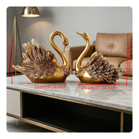 2 Pieces Elegant Bottle Holders Detailed Craftsmanship Swan Couple Figurines Synthetic Resin Home Decor Decorations for Living Room, Entryway