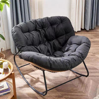 Double Rattan Rocking Chair with Fabric Cover, Steel Frame, Modern Style
