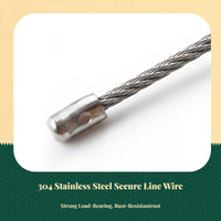 Safety Cord for panes, Fall Restrictor, Stainless Steel Wire Rope, Childproof Lock, Aluminum Alloy, Easy Installation, Home Security, Versatile Use