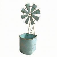 Windmill-Style Planter Distressed Finish Plant Pot Perforated Bottom