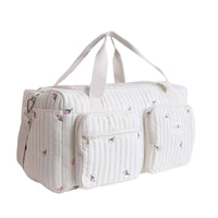 Quilted Travel Bag Padded Quilted Duffel Bag Multiple Pockets for Commuters, Parents, Nursery