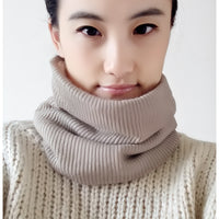 Unisex Winter Double-Layer Fleece Lined Knitted Neck Warmer Scarf