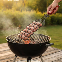 Hot Dog Grilling Basket Detachable Link Grilling Basket High Temperature Resistant BBQ Hot Dog Rack for Outdoor