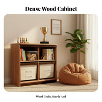 Multi-Bin Shelf Large Capacity Multi-Bin Cabinet child-safe fromsign sturdy Frame for Playroom, Nursery