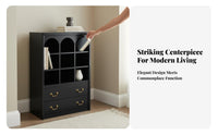 Black Display Cabinet Vintage Design Sideboard Retro-Modernperiod Modern & Design Glass Doors for Residents, Families, Hallway
