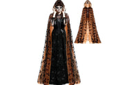 See-Through Mesh Cape with Nocturnal Winged Creature Pattern Halloween Nocturnal Winged Creature Cape Lightweight Costume Long for Cosplayers