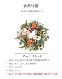 Farmhouse Thanksgiving Wreath with Pumpkin, Acorn, and Bow