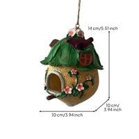 Birdhouse Ornament Resin Hanging Ornament with Cord Hand-Painted Birdhouse with Rope for Gardeners, Porch, Patio, Balcony