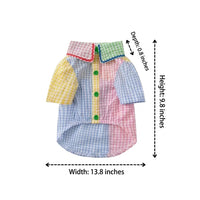Summer Lightweight Contrast Shirt with Frill, Patchwork Polyester Dog Shirt and Cat Shirt, Small Dog Clothing with Buttons for Fashion