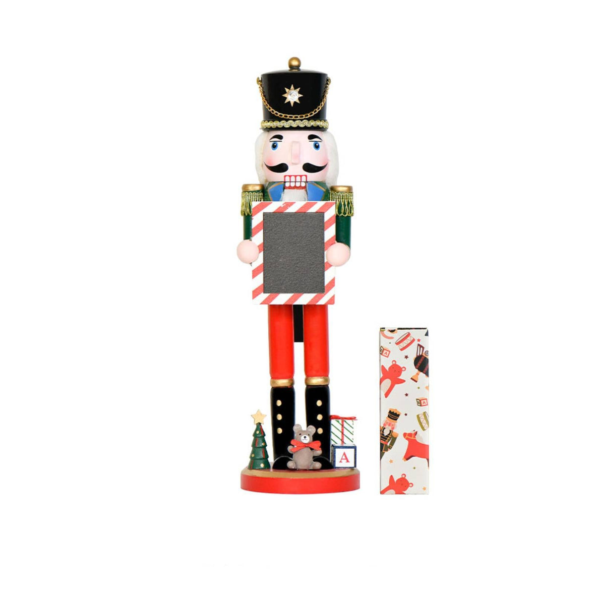 Nutcracker with Message Board Decorative Nutcracker with Blackboard Collectible Holiday Decoration for Mantel, Entryway