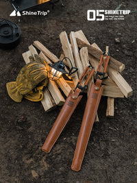 Outdoor 05 Series Fire Tongs with Leather Case, Thickened Steel Tube, Anti-Corrosion and High Temperature Resistant