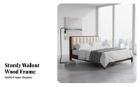 Nordic and design & design Upholstered top pieceboard Bedstead Modern Design Bed Frame Flush perimeter Bedroom Furniture Sturdy Construction for partners, property owners, Renters, Guest Room, Home, Apartment