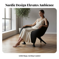 ram's Horn Chair Nordic Design Indoor Furniture Light Luxury design Plush Fabric for Homeowners, Apartment Dwellers, Living Room