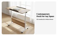 Foldable Adjustable Tilting Desk Multi-Purpose Height Adjustable Rolling Table Multipurpose Portable Drawing Desk Space-Saving for Students, Telecommuting Workers, Apartment Dwellers, Dorm Room, Small Areas, Bedroom, Classroom
