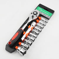 12 Pieces Socket Wrench 24-Tooth-Tooth Socket and Ratchet Set Chrome-Finished Ratchet Wrench with Sockets for Mechanics, Amateur Mechanics