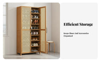 Bamboo Footwear Organizer Large Capacity Shoe Cabinet Space-saving Storage Household Furniture with Breathable Panels Suitable for Families Adults Hallway Bedroom