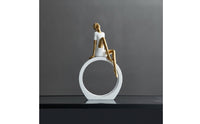 Modern Reading Woman Figurine Minimalist Reading Figurine Sculptural Sculpture with Circlet Base Tabletop for Readers, Art Lovers, Bookshelf, Living Room, Office, Study