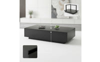 Rectangular Coffee Table Black Low-Profile Coffee Table Modern Furniture for Living Room, Apartment, Lounge