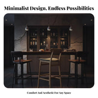 Four-Legged Wooden Stool Minimalist Bar Height Design Height Seating Long-Enduringing Construction Ergonomic Backrest