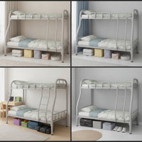 Metal Bunk Bed Space-Saving Bunk Bed with Guardrails Reinforced Furniture for Students, Teens, Dormitory, Shared Bedroom
