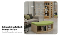 Curved Shelving Unit Bench Integrated Storage Literary Nook Seating Comfortable Padding Ing Long-Lasting Frame for Readers