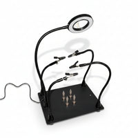1 Piece Soldering Helping Hands Tool Featuring Magnifying Lamp LED Light Heavy Base Adjustable Arms and Secure Clamps Suitable for Hands-free Electronics Repair Desktop Inspection
