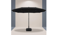 Three-Head Patio Umbrella Windproof Patio Umbrella with Base Waterproof Parasol for Business Owners, Cafe, Market Stalls, Backyard
