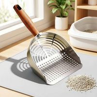 Litter Scooper and Metal Sifter with Rectangular Head, Stainless Steel Cleaner for Multi-Cat Household, Easy Clean Hanging Hole Storage Design