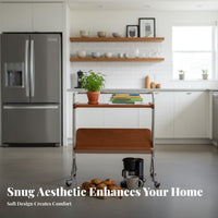 2-Tier Rolling End Table Vintage aesthetic Mobile Storage Multi-Functional