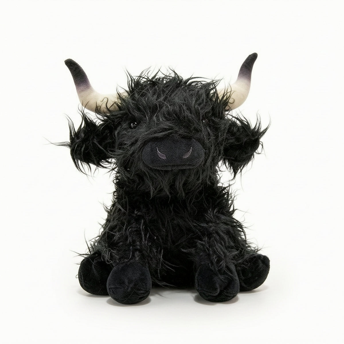 Highland Cow Stuffed Animal with Long Horns Shaggy Highland Cow Stuffed Animal Doll Soft Realistic for Children, Bookshelf