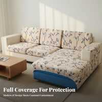 Non-Slip Elastic Seat Cushion Slipcover Full Coverage Stretch Jacquard Cushion Cover Machine Washable Furniture Protector Soft Texture for Pet Owners, Parents, Homeowners, Living Room, Home, Apartment