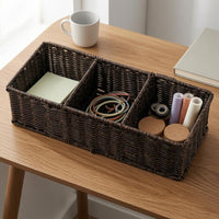 Three-Compartment Basket Divided Desktop Organizer Basket Multi-Function