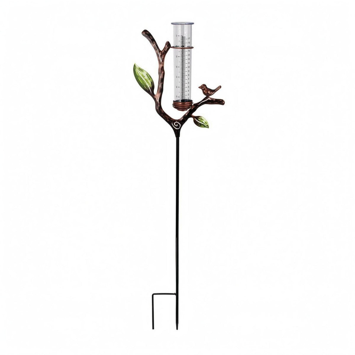 Decorative Bird Rain Gauge Measurement Markings Metal Stake Rain Gauge for Lawn