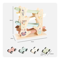 Wooden Car Ramp Racer Fine Motor Skills Wooden Ramp Racer Inertia Glide Car Set for Children