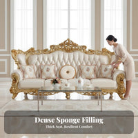 3 Pieces Ornate 3-Piece Couch Set Genuine Leather Upholstery Upholstered Couch Group European design Living Room Seating for Homeowners, Villa, estate
