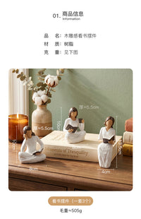 European Minimalist Resin Figurine - Girl Reading Book