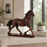 Wood Grain Horse Sculpture Nordic Style Standing Horse Statue Sturdy Table Ornament for Desktop
